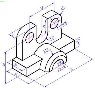 CAD中画三维模型的等轴测图